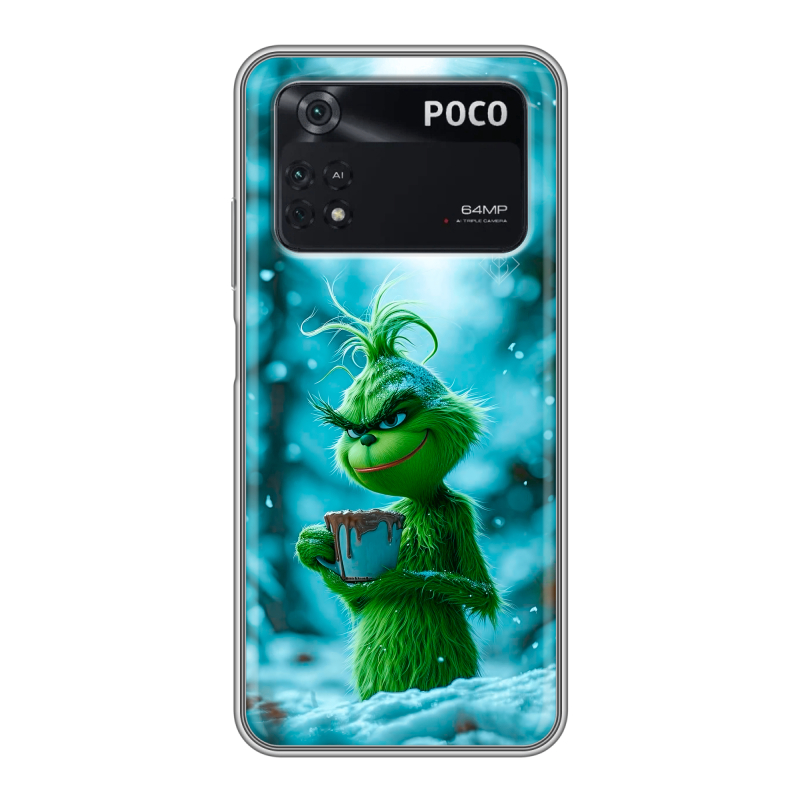 Силиконовый чехол на Xiaomi Poco M4 Pro 4G с принтом Новый год гринч Силиконовый чехол на Xiaomi Poco M4 Pro 4G с принтом Новый год гринч