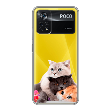 Силиконовый чехол на Xiaomi Poco X4 Pro 5G с принтом Кошки Силиконовый чехол на Xiaomi Poco X4 Pro 5G с принтом Кошки