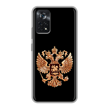 Силиконовый чехол на Xiaomi Poco X4 Pro 5G с принтом Герб России золотой