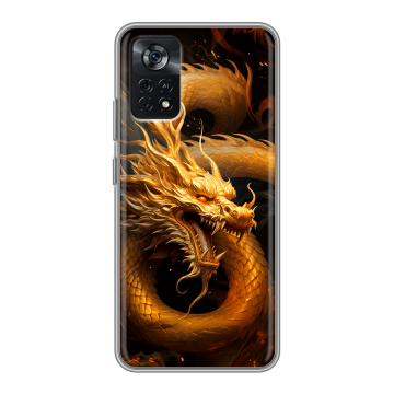 Силиконовый чехол на Xiaomi Poco X4 Pro 5G с принтом Золотой дракон