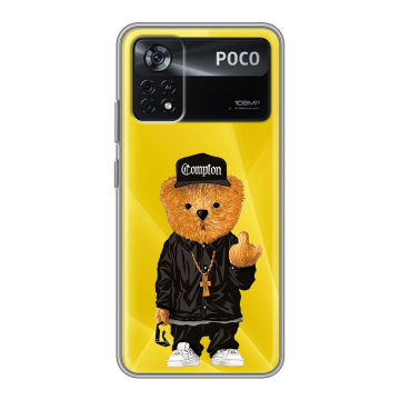 Силиконовый чехол на Xiaomi Poco X4 Pro 5G с принтом Мишка
