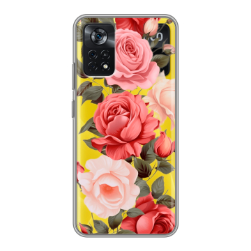 Силиконовый чехол на Xiaomi Poco X4 Pro 5G с принтом Розы Силиконовый чехол на Xiaomi Poco X4 Pro 5G с принтом Розы