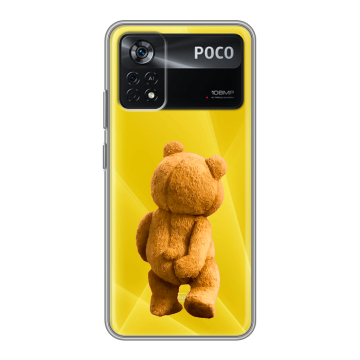 Силиконовый чехол на Xiaomi Poco X4 Pro 5G с принтом Медведь Силиконовый чехол на Xiaomi Poco X4 Pro 5G с принтом Медведь