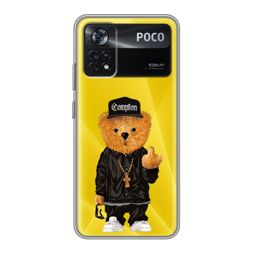 Силиконовый чехол на Xiaomi Poco X4 Pro 5G с принтом Плюшевый медведь