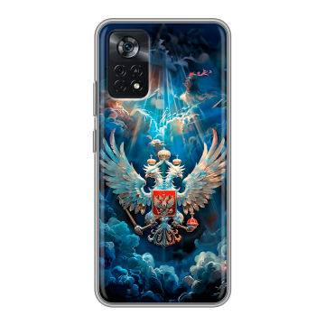 Силиконовый чехол на Xiaomi Poco X4 Pro 5G с принтом Герб флаг России