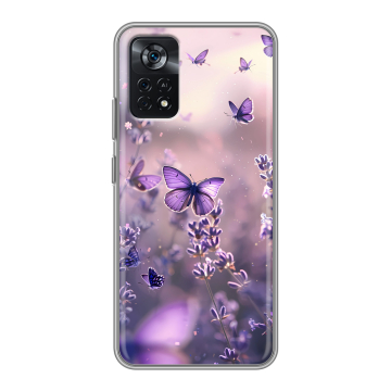 Силиконовый чехол на Xiaomi Poco X4 Pro 5G с принтом бабочки и лаванда