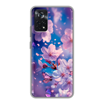Силиконовый чехол на Xiaomi Poco X4 Pro 5G с принтом цветы бабочки