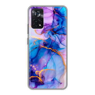 Силиконовый чехол на Xiaomi Poco X4 Pro 5G с принтом синий мрамор Силиконовый чехол на Xiaomi Poco X4 Pro 5G с принтом синий мрамор