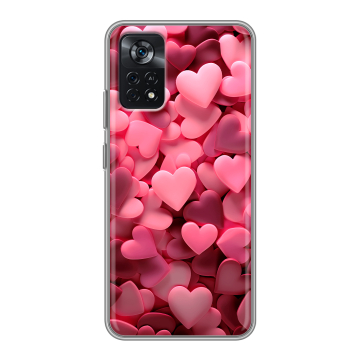 Силиконовый чехол на Xiaomi Poco X4 Pro 5G с принтом розовые сердечки