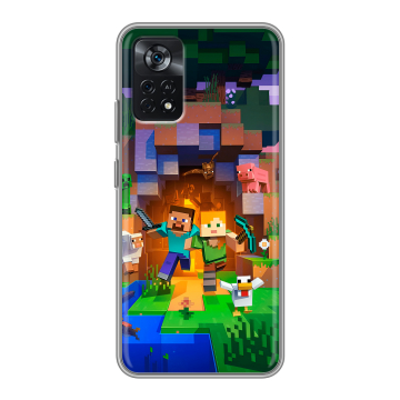 Силиконовый чехол на Xiaomi Poco X4 Pro 5G с принтом Майнкрафт Minecraft