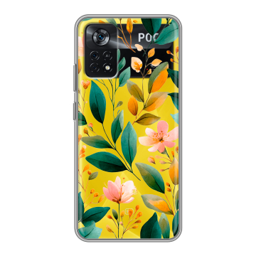 Силиконовый чехол на Xiaomi Poco X4 Pro 5G с принтом Цветы паттерн Силиконовый чехол на Xiaomi Poco X4 Pro 5G с принтом Цветы паттерн