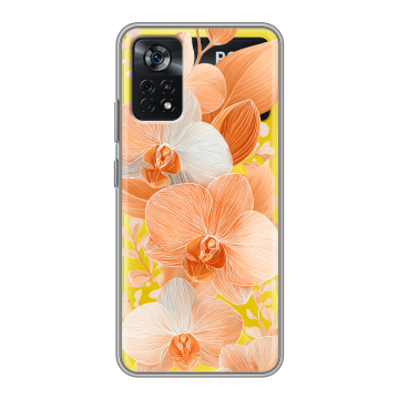 Силиконовый чехол на Xiaomi Poco X4 Pro 5G с принтом Бежевые цветы Силиконовый чехол на Xiaomi Poco X4 Pro 5G с принтом Бежевые цветы