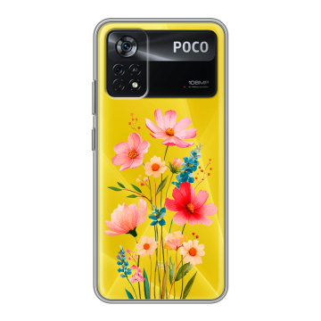 Силиконовый чехол на Xiaomi Poco X4 Pro 5G с принтом Цветы Силиконовый чехол на Xiaomi Poco X4 Pro 5G с принтом Цветы