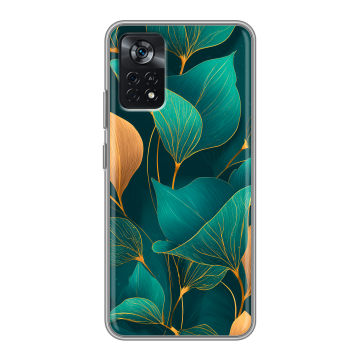 Силиконовый чехол на Xiaomi Poco X4 Pro 5G с принтом Листья и золото Силиконовый чехол на Xiaomi Poco X4 Pro 5G с принтом Листья и золото