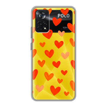Силиконовый чехол на Xiaomi Poco X4 Pro 5G с принтом Сердечки Силиконовый чехол на Xiaomi Poco X4 Pro 5G с принтом Сердечки