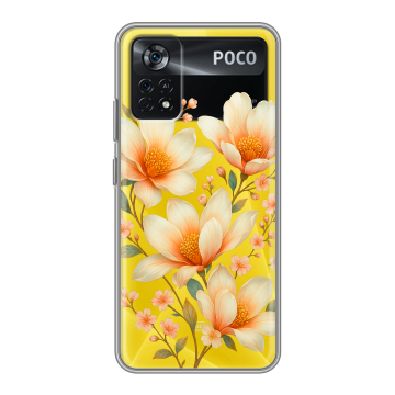Силиконовый чехол на Xiaomi Poco X4 Pro 5G с принтом Цветы Силиконовый чехол на Xiaomi Poco X4 Pro 5G с принтом Цветы