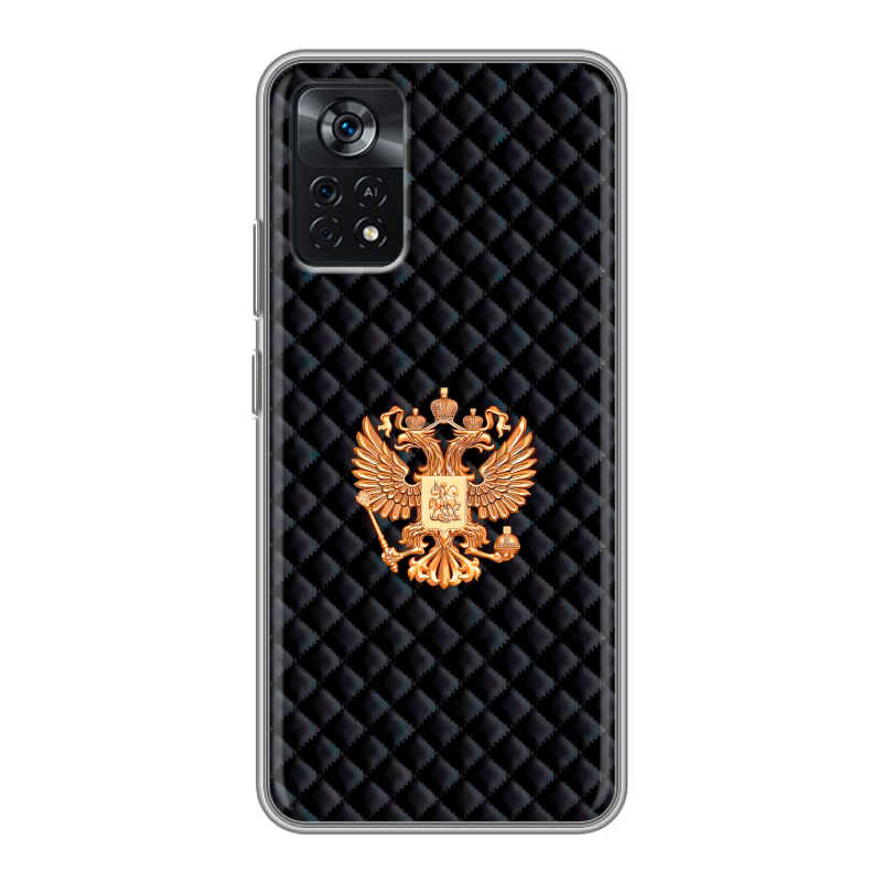 Силиконовый противоударный чехол на Xiaomi Poco X4 Pro 5G с принтом Герб России принт Силиконовый противоударный чехол на Xiaomi Poco X4 Pro 5G с принтом Герб России принт