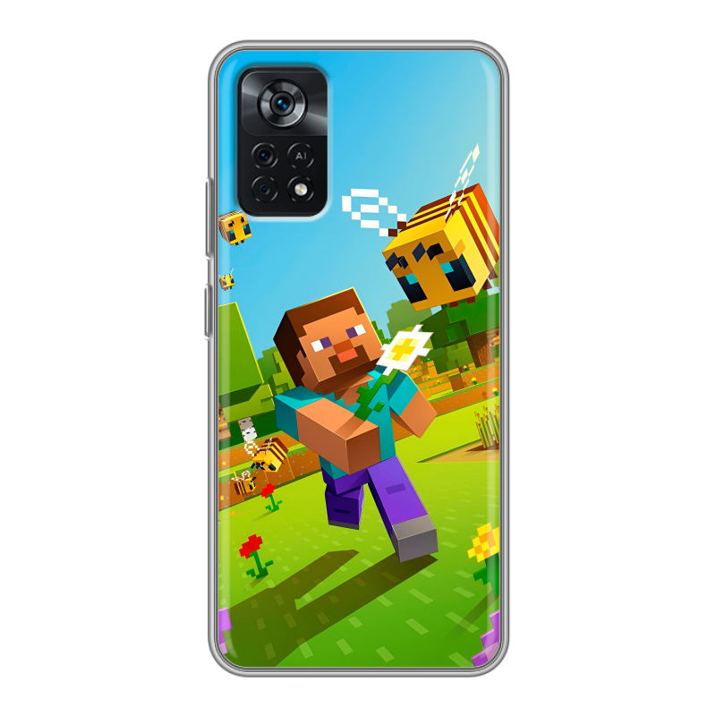 Силиконовый противоударный чехол на Xiaomi Poco X4 Pro 5G с принтом Майнкрафт Minecraft Силиконовый противоударный чехол на Xiaomi Poco X4 Pro 5G с принтом Майнкрафт Minecraft