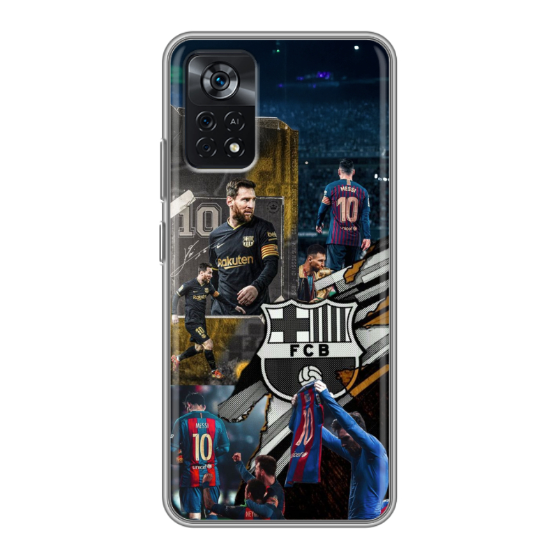 Силиконовый чехол на Xiaomi Poco X4 Pro 5G с принтом Messi Barcelona Силиконовый чехол на Xiaomi Poco X4 Pro 5G с принтом Messi Barcelona