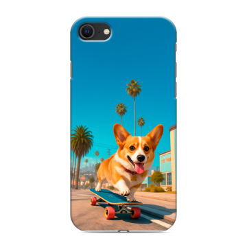 Силиконовый чехол на Iphone SE (2022) с принтом Корги на скейте