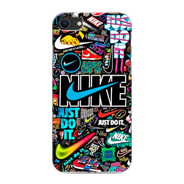 Силиконовый чехол на Iphone SE (2022) с принтом найк nike черный Силиконовый чехол на Iphone SE (2022) с принтом найк nike черный