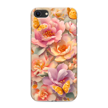 Силиконовый чехол на Iphone SE (2022) с принтом Цветы и бабочки