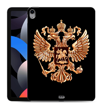 Силиконовый чехол на Ipad Air (2022) с принтом Герб России золотой