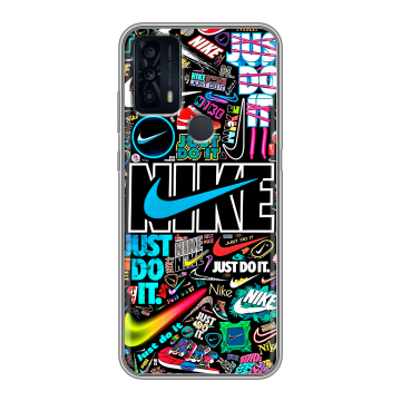 Силиконовый чехол на TCL 20B с принтом найк nike черный