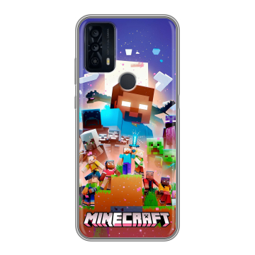 Силиконовый чехол на TCL 20B с принтом Майнкрафт Minecraft
