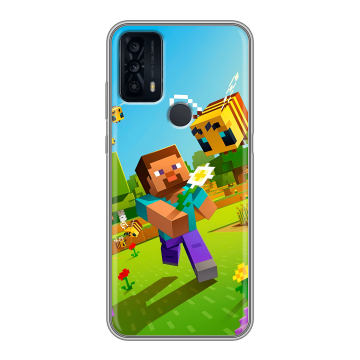 Силиконовый чехол на TCL 20B с принтом Майнкрафт Minecraft Силиконовый чехол на TCL 20B с принтом Майнкрафт Minecraft