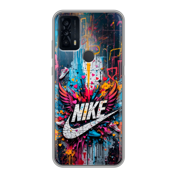 Силиконовый чехол на TCL 20B с принтом Nike Найк
