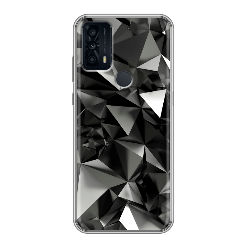 Силиконовый чехол на TCL 20B с принтом Черные кристаллы Силиконовый чехол на TCL 20B с принтом Черные кристаллы
