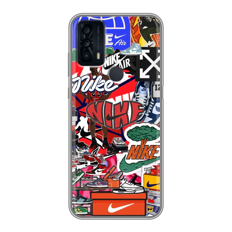 Силиконовый чехол на TCL 20B с принтом Найк Nike яркий Силиконовый чехол на TCL 20B с принтом Найк Nike яркий