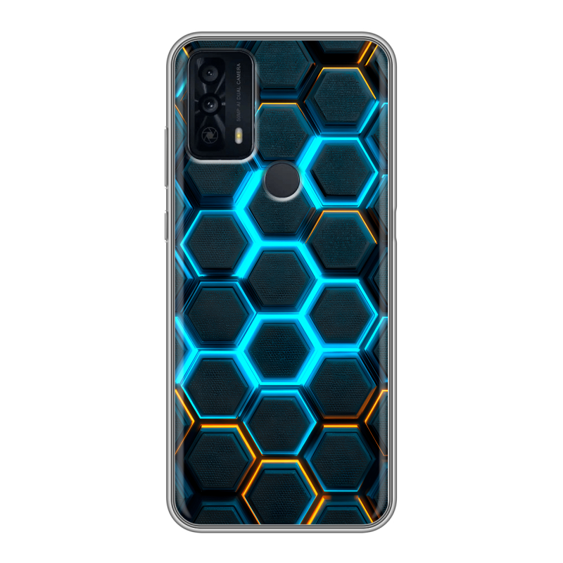 Силиконовый чехол на TCL 20B с принтом Неоновые соты Силиконовый чехол на TCL 20B с принтом Неоновые соты