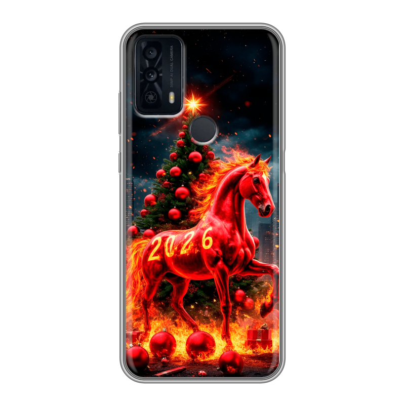 Силиконовый чехол на TCL 20B с принтом Новый год Силиконовый чехол на TCL 20B с принтом Новый год