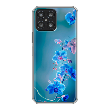 Силиконовый чехол на Huawei Honor X8 с принтом Голубые цветы Силиконовый чехол на Huawei Honor X8 с принтом Голубые цветы