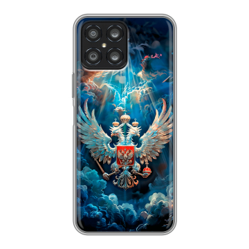Силиконовый чехол на Huawei Honor X8 с принтом Герб флаг России