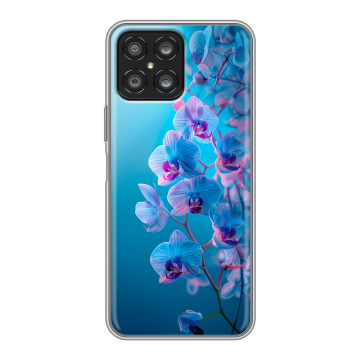 Силиконовый чехол на Huawei Honor X8 с принтом голубые орхидеи Силиконовый чехол на Huawei Honor X8 с принтом голубые орхидеи