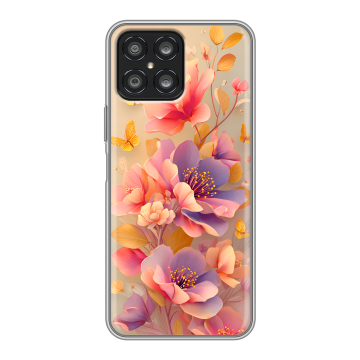 Силиконовый чехол на Huawei Honor X8 с принтом Цветы и бабочки Силиконовый чехол на Huawei Honor X8 с принтом Цветы и бабочки