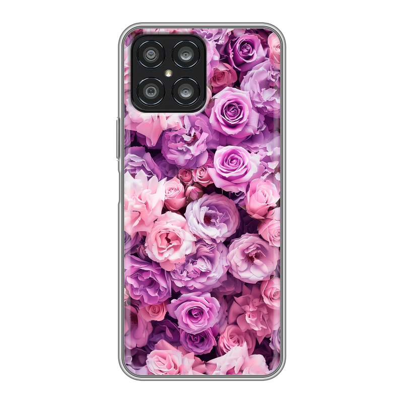 Силиконовый чехол на Huawei Honor X8 с принтом лавандовые розы Силиконовый чехол на Huawei Honor X8 с принтом лавандовые розы