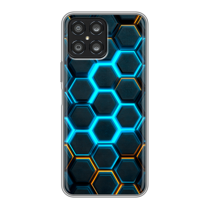 Силиконовый чехол на Huawei Honor X8 с принтом Неоновые соты Силиконовый чехол на Huawei Honor X8 с принтом Неоновые соты