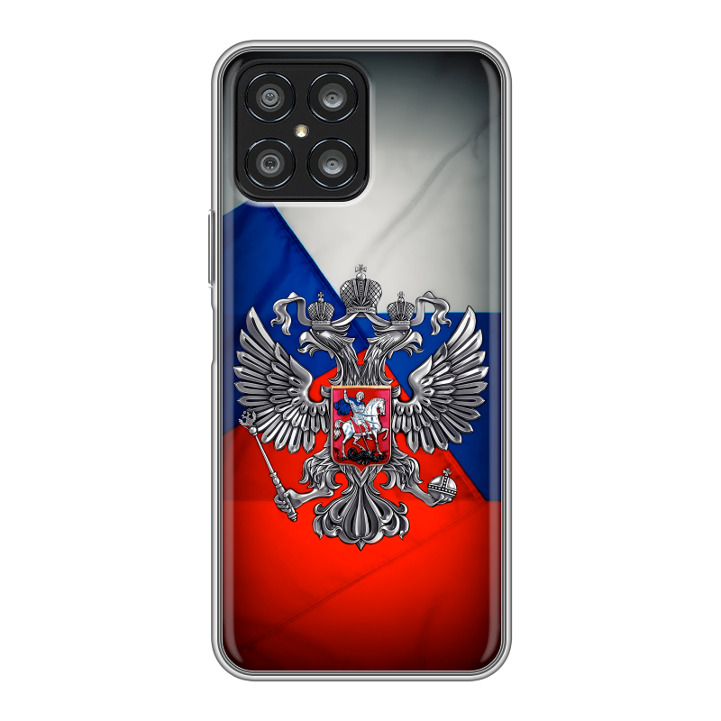 Силиконовый чехол на Huawei Honor X8 с принтом Флаг России Силиконовый чехол на Huawei Honor X8 с принтом Флаг России