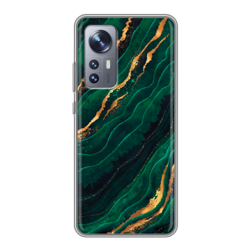 Силиконовый чехол на Xiaomi 12X с принтом Мрамор зеленое золото Силиконовый чехол на Xiaomi 12X с принтом Мрамор зеленое золото