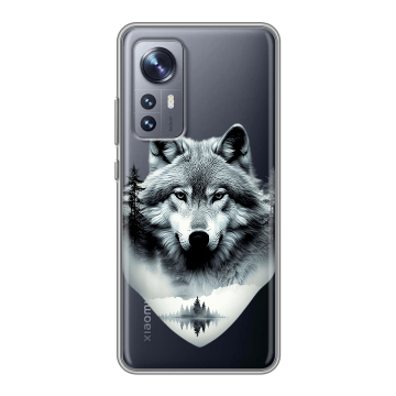 Силиконовый чехол на Xiaomi 12X с принтом Волк в лесу Силиконовый чехол на Xiaomi 12X с принтом Волк в лесу
