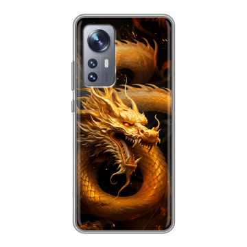 Силиконовый чехол на Xiaomi 12X с принтом Золотой дракон Силиконовый чехол на Xiaomi 12X с принтом Золотой дракон