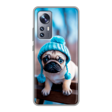 Силиконовый чехол на Xiaomi 12X с принтом Мопс в шапке Силиконовый чехол на Xiaomi 12X с принтом Мопс в шапке
