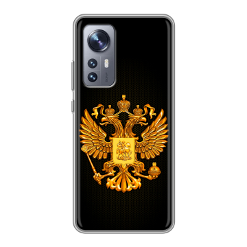 Силиконовый чехол на Xiaomi 12X с принтом Герб России желтый Силиконовый чехол на Xiaomi 12X с принтом Герб России желтый