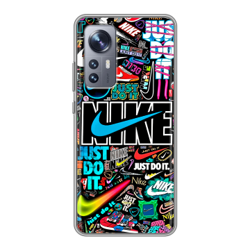 Силиконовый чехол на Xiaomi 12X с принтом найк nike черный Силиконовый чехол на Xiaomi 12X с принтом найк nike черный