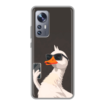 Силиконовый чехол на Xiaomi 12X с принтом утка в очках Силиконовый чехол на Xiaomi 12X с принтом утка в очках