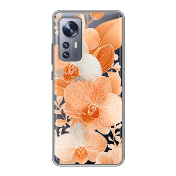 Силиконовый чехол на Xiaomi 12X с принтом Бежевые цветы Силиконовый чехол на Xiaomi 12X с принтом Бежевые цветы